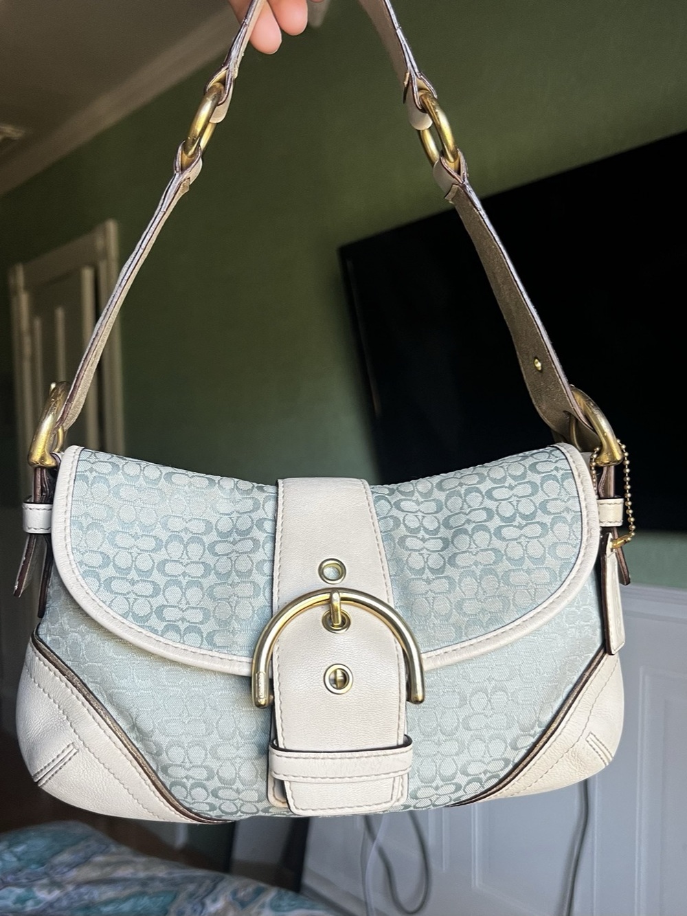 Vintage Y2K Baby Blue Coach Mini Soho Shoulder Bag - 1457